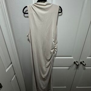 SHEIN Cream Sleeveless Side-Ruched Maxi Dress